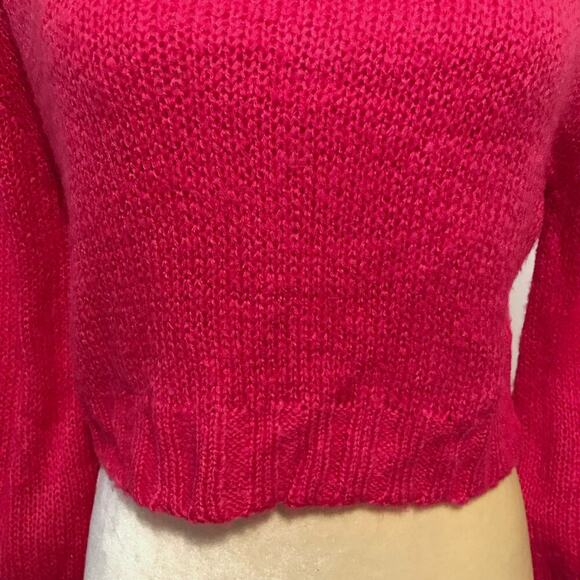 Derek Heart NWT Mock Neck Hot Pink Cropped Sweater Juniors Various - Picture 3 of 8